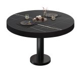 BML | Bistro Loungetisch | Ø:H 60 x 37 cm | Schwarz Marmor / Schwarz