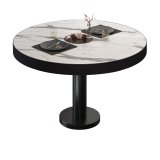 BML | Bistro Loungetisch | Ø:H 60 x 37 cm | Weiß Marmor / Schwarz