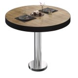 BML | Bistrotisch | Ø:H 60 x 77 cm | Ek | Edelstahl | Rund | Svart kant