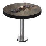 BML | Tavolo bistrot | ø: H 60 x 77 cm | Wenge chiaro / acciaio inossidabile | Tondo | Bordo nero
