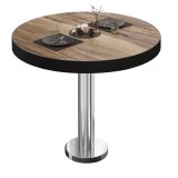 BML | Bistrot Table | Ø : H 60 x 77 cm | Sheesham / Acier inoxydable | Rond | Bord noir