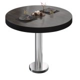 BML | Bistrot table | Ø: H 60 x 77 cm | Wenge / Acier inoxydable | Rond | Bord noir