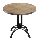 BMLG | Mesa de bistró | Ø 80 x 75 cm | Redonda | Borde de acero inoxidable | Roble / Negro
