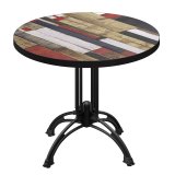 BMLG | Mesa de bistro | ⌀ 70 x 75 cm | Redonda | Borde negro | Vintage colorido / Negro