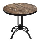 BMLG | Mesa de bistró | Ø 70 x 75 cm | Redonda | Borde negro | Vintage Old / Negro