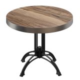 BMLG | Bistro Tafel | Ø 70 x 77 cm | Rond | Rvs Rand | Sheesham / Zwart