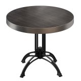 BMLG | Bistro Tisch | Ø 70 x 77 cm | Rund | Edelstahl Rand | Weiß Marmor / Schwarz