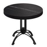 BMLG | Table de Bistro | Ø 70 x 77 cm | Rond | Bord Noir | Marbre Noir / Noir