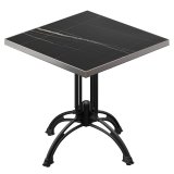 BMLG | Bistrobord | 70 x 70 x 75 cm | Kvadratisk | Runt i rustfritt stål | Svart marmor / Svart