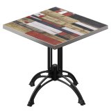 BMLG | Stół Bistro | 70 x 70 x 75 cm | Kwadratowy | Brzeg ze stali nierdzewnej | Vintage w kolorze / czarny