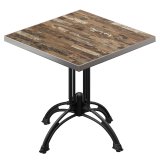 BMLG | Table de bistro | 80 x 80 x 75 cm | Carré | Bord en acier inoxydable | Vintage Old / Noir