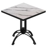 BMLG | Bistrobord | 80 x 80 x 75 cm | Kvadratiskt | Svart kant | Vit marmor / svart