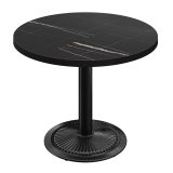 BMX | Table de bistro | Ø 70 x 78,5 cm | Rond | Bord noir | Marbre noir / Noir