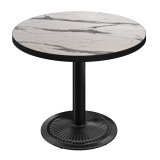 BMX | Bistrobord | Ø 70 x 78,5 cm | Rund | Sort kant | Hvid marmor / Sort