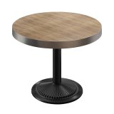 BMX | Tavolo Bistro | Ø 70 x 81 cm | Round | Bordo in acciaio inossidabile | Rovere / Nero