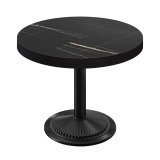 BMX | Stół Bistro | Śr 60 x 81 cm | Okrągły | Czarna krawędź | Czarny marmur / czarny