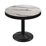 BMX | Stół Bistro | Śr 60 x 81 cm | Okrągły | Czarna krawędź | Biały marmur / Czarny