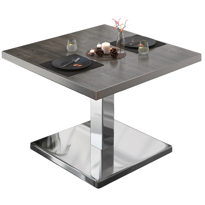 BM | Mesa bistro lounge | An:Pr:Al 60 x 60 x 41 cm | Wenge / acero inoxidable