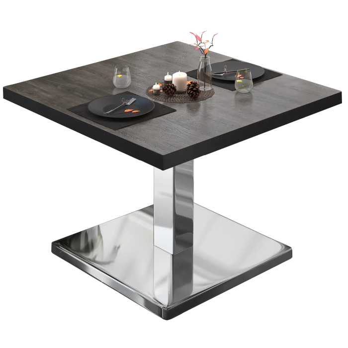 BM | Mesa bistro lounge | An:Pr:Al 60 x 60 x 41 cm | Wenge / acero inoxidable