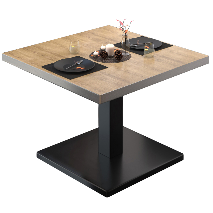 BM | Mesa de salón bistro | An:Pr:Al 80 x 80 x 41 cm | roble / negro