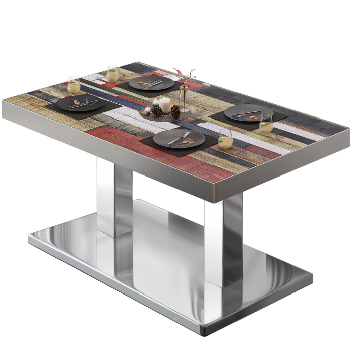 BM | Bistrolounge-bord | B:D:H 110 x 60 x 41 cm | Vintagefärgad / rostfritt stål