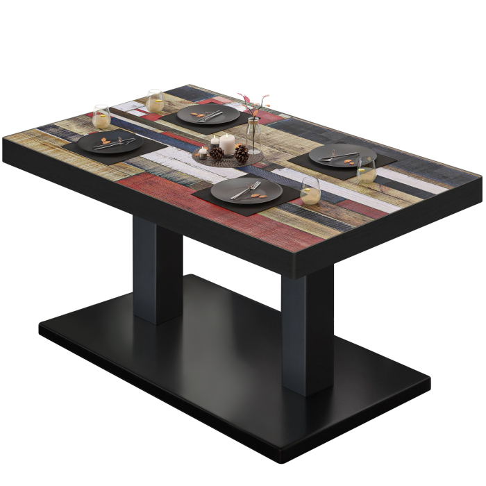 BM | Bistro lounge bord | B:D:H 110 x 60 x 41 cm | Vintage färgglatt / Svart