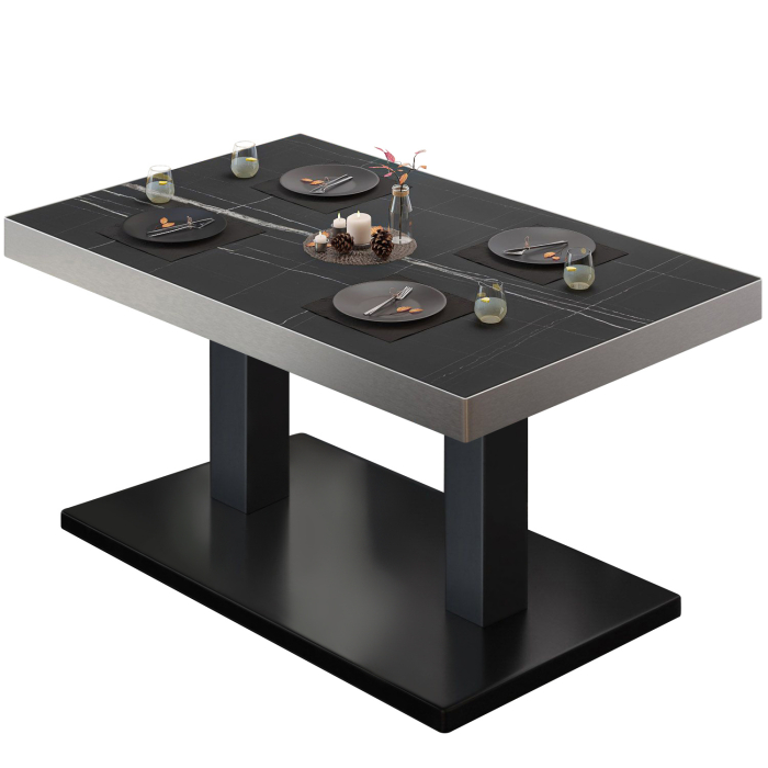 BM | Bistro loungetafel | B:D:H 110 x 60 x 41 cm | Zwart marmer / Zwart