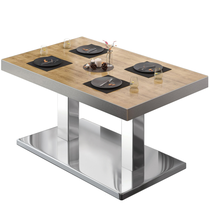 BM | Bistro loungetafel | B:D:H 120 x 70 x 41 cm | eiken / roestvrij staal