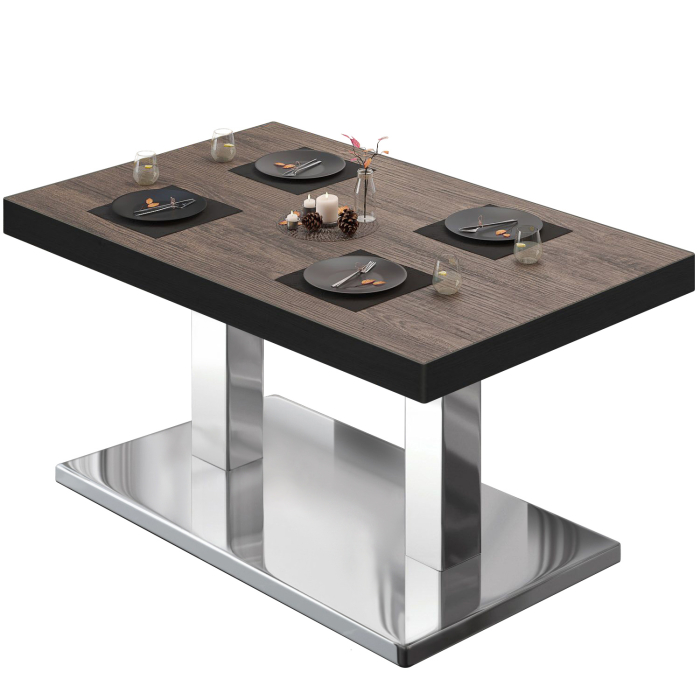 BM | Bistro-loungebord | B:D:H 130 x 80 x 41 cm | Lys wengé / rustfrit stål