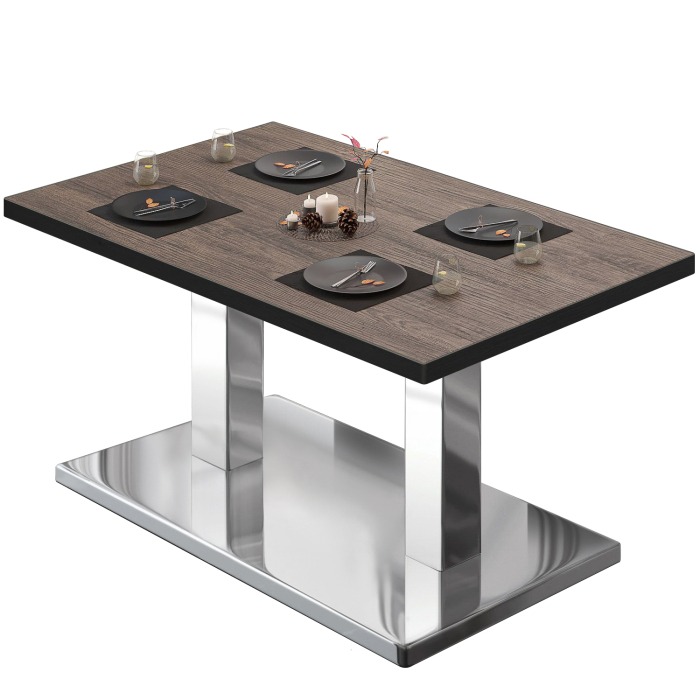 BM | Bistrolounge-bord | B:D:H 130 x 80 x 41 cm | Ljus wenge / rostfritt stål