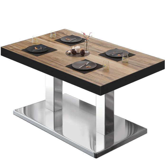 BM | Bistrolounge-bord | B:D:H 130 x 80 x 41 cm | Sheesham / rostfritt stål