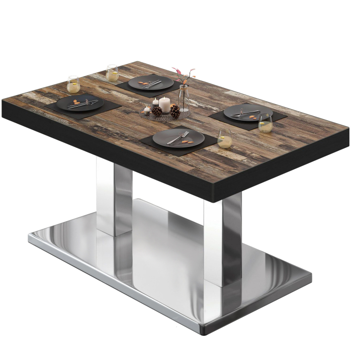 BM | Bistro salongbord | B:D:H 130 x 80 x 41 cm | Vintage gammelt / rustfritt stål