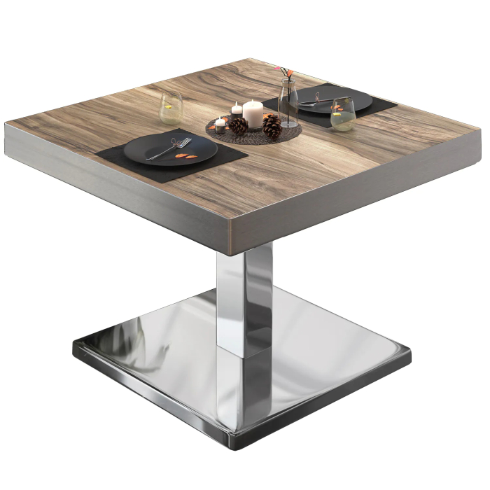 BM | Bistro-loungebord | B:D:H 60 x 60 x 41 cm | Sheesham / rustfrit stål