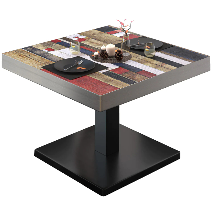 BM | Bistro lounge bord | B:D:H 60 x 60 x 41 cm | Vintage färgglatt / Svart