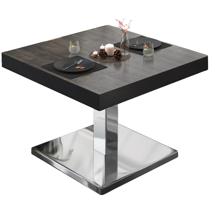 BM | Bistrolounge-bord | B:D:H 60 x 60 x 41 cm | Wenge / rostfritt stål