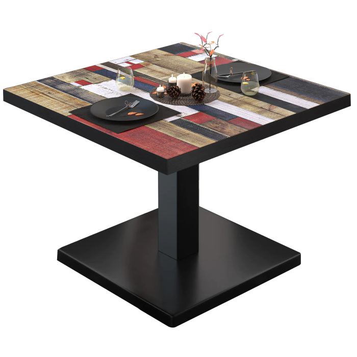 BM | Bistro lounge bord | B:D:H 80 x 80 x 41 cm | Vintage färgglatt / Svart