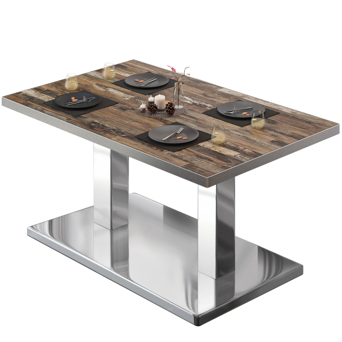 BM | Bistro Loungetisch | B:T:H 110 x 60 x 41 cm | Vintage Old / Edelstahl