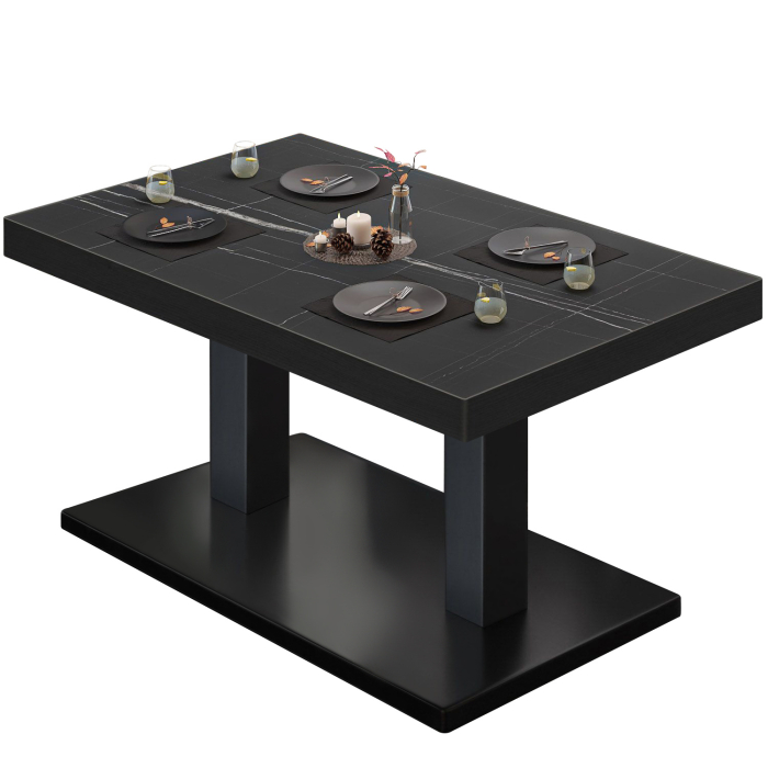 BM | Bistro Loungetisch | B:T:H 120 x 70 x 41 cm | Schwarz Marmor / Schwarz