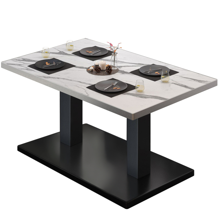 BM | Bistro Loungetisch | B:T:H 130 x 80 x 41 cm | Weiß Marmor / Schwarz