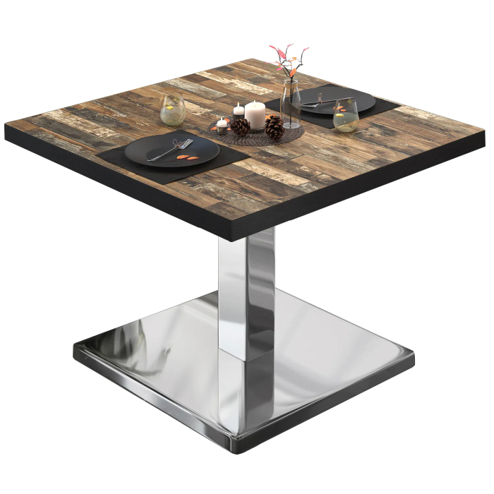 BM | Bistro Loungetisch | B:T:H 70 x 70 x 41 cm | Vintage Old / Edelstahl