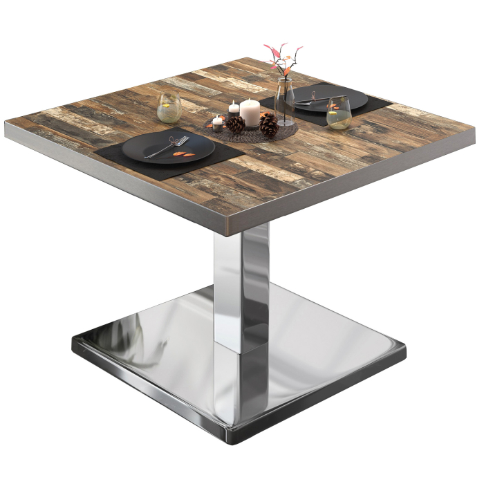 BM | Bistro Loungetisch | B:T:H 80 x 80 x 41 cm | Vintage Old / Edelstahl