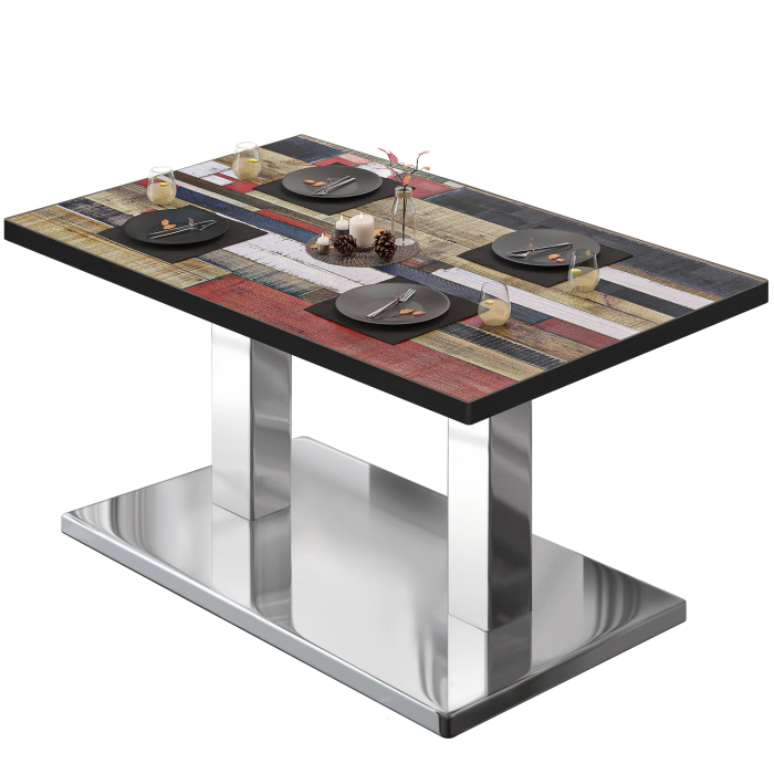 BM | Tavolo da salotto Bistro | L:P:H 130 x 80 x 41 cm | Colore vintage / acciaio inox