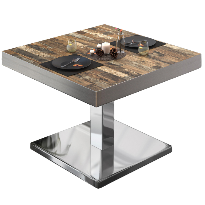 BM | Tavolo da salotto Bistro | L:P:H 60 x 60 x 41 cm | Vintage Old / acciaio inox