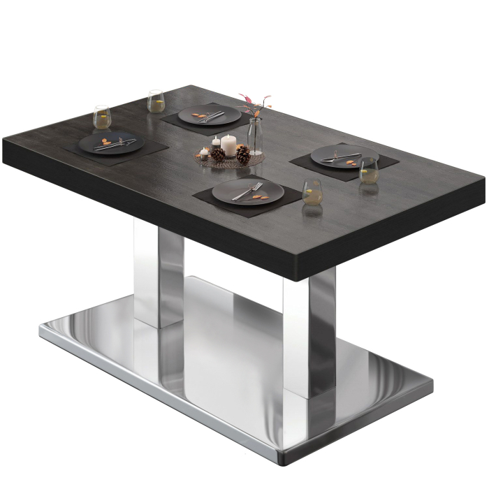 BM | Table de salon Bistro | L:P:H 110 x 60 x 41 cm | Wengé / Acier inoxydable