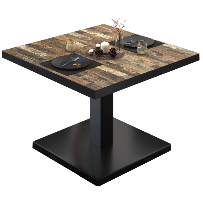 BM | Table de salon Bistro | L:P:H 60 x 60 x 41 cm | Vintage Old / Noir