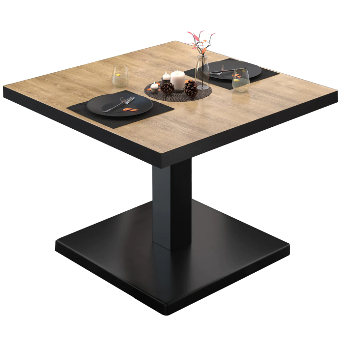 BM | Table de salon Bistro | L:P:H 70 x 70 x 41 cm | Chêne / Noir