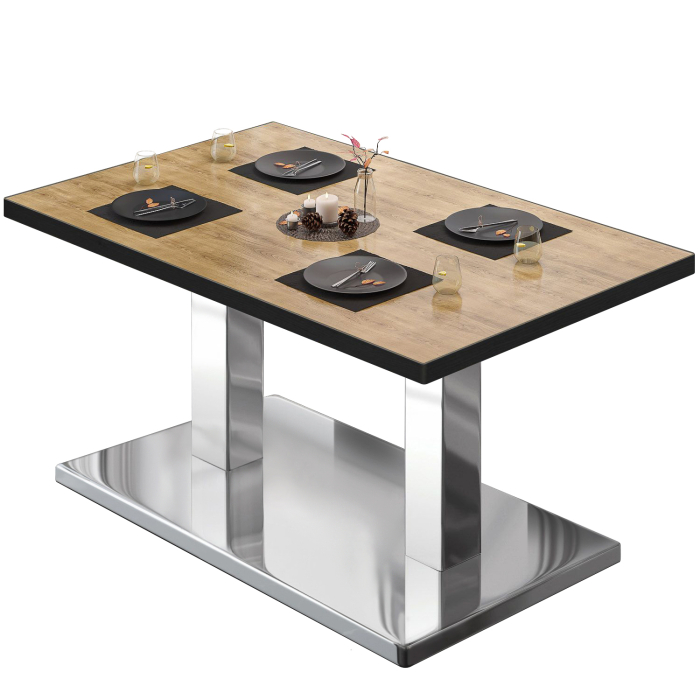 BM | Bistro-oleskelupöytä | K:S:H 120 x 70 x 41 cm | tammi / ruostumaton teräs