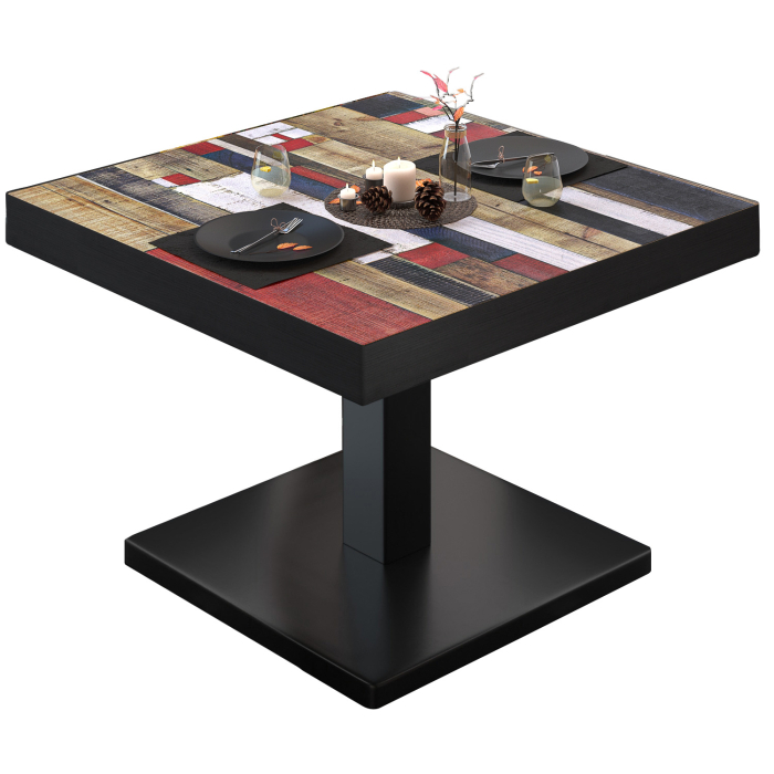 BM | Bistro-oleskelupöytä | K:S:H 70 x 70 x 41 cm | Vintage Värikäs / Musta