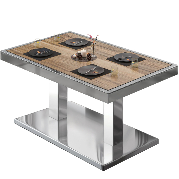 BM | Low Bistro Table | B:T:H 110 x 60 x 41 cm | Sheesham / Stainless Steel