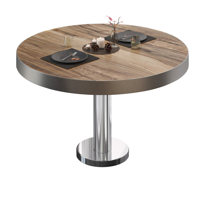 BML | Table de salon Bistro | Ø:H 50 x 41 cm | Sheesham / Acier inoxydable